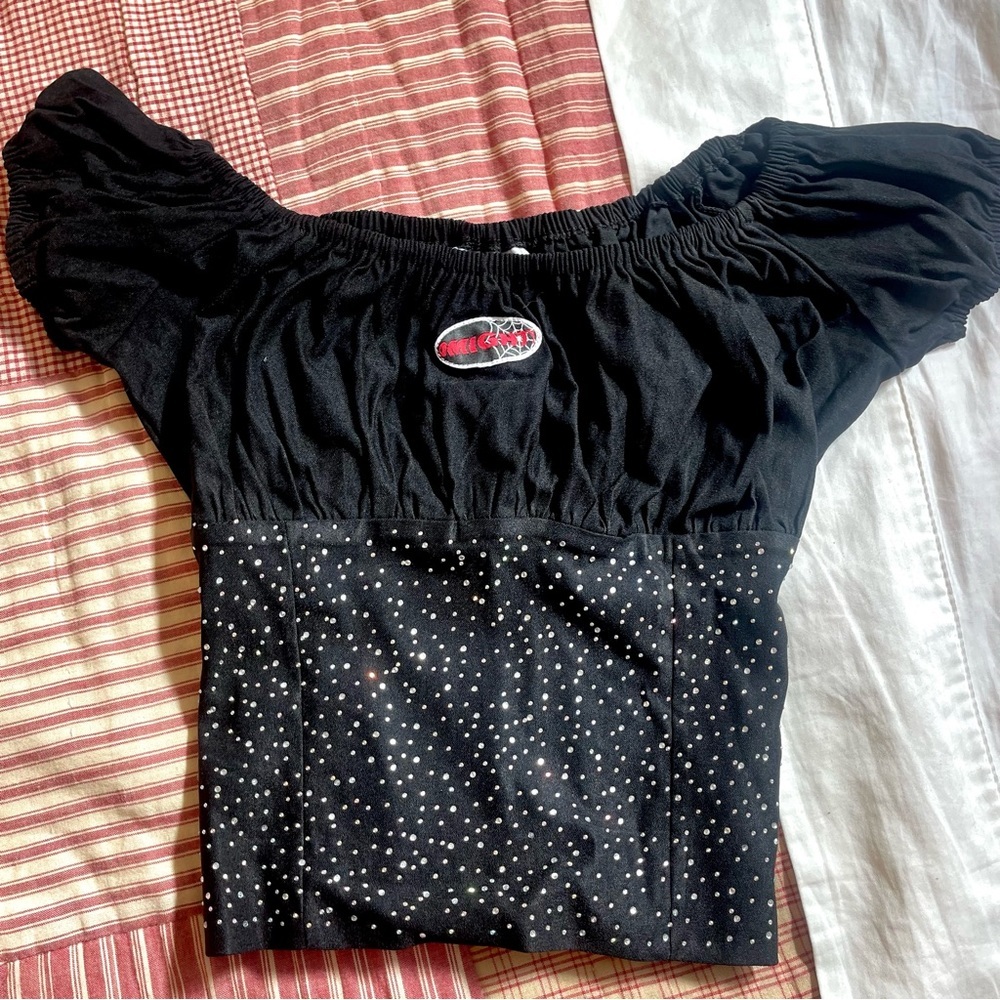 Omighty Black Crop Top with Silver Accents